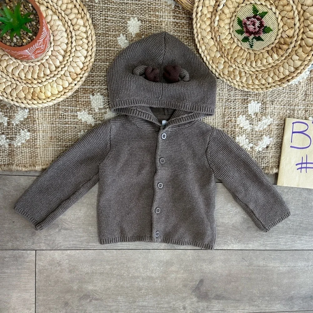 New Carter's Christmas Reindeer Hooded Thick Knit Cardigan  Jacket Sweater